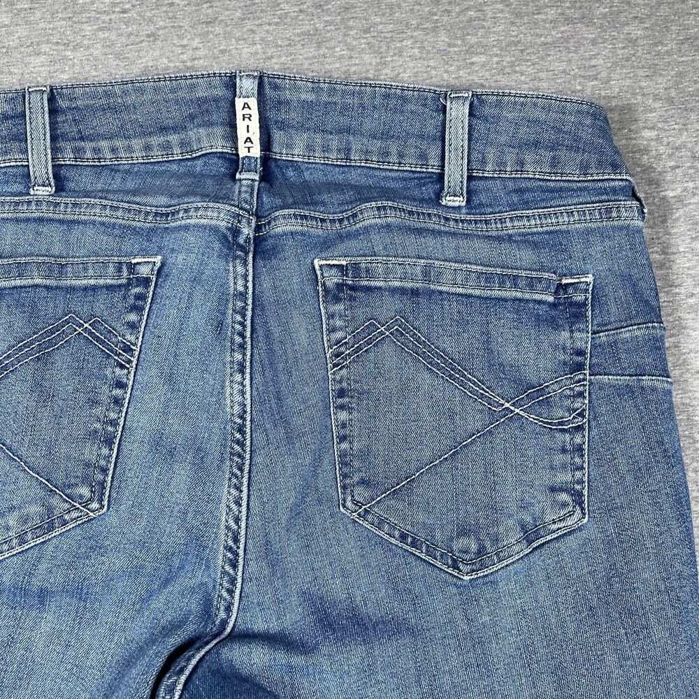 Ariat REAL Jeans Womens 16 WR Blue Bootcut Mid Rise Embroidered Stretch Denim - Picture 8 of 14
